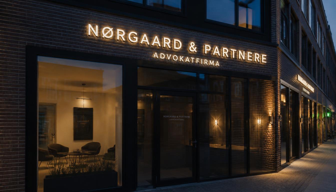 Aarhus-facade med oplyste 3D-skiltebogstaver i varmhvid LED