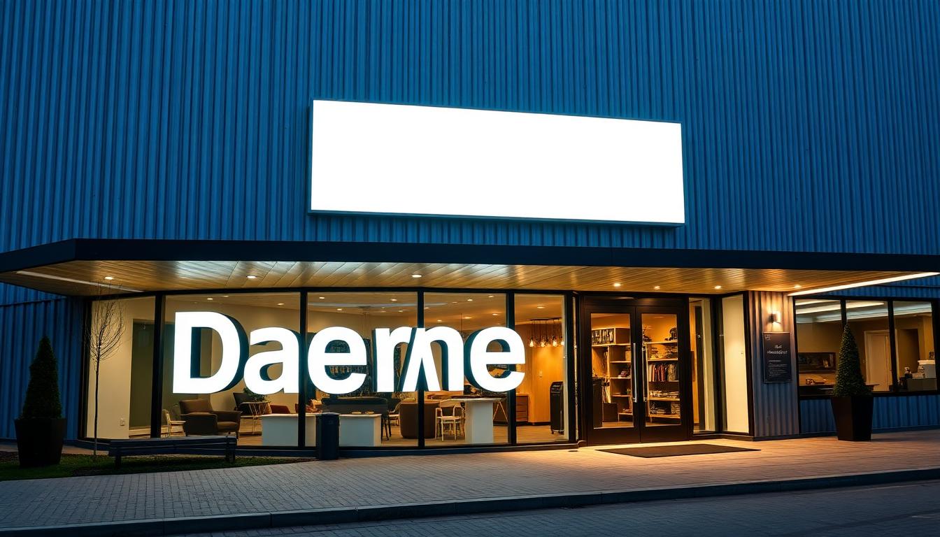 Kolding-facade med oplyst lyskasse og 3D-bogstaver