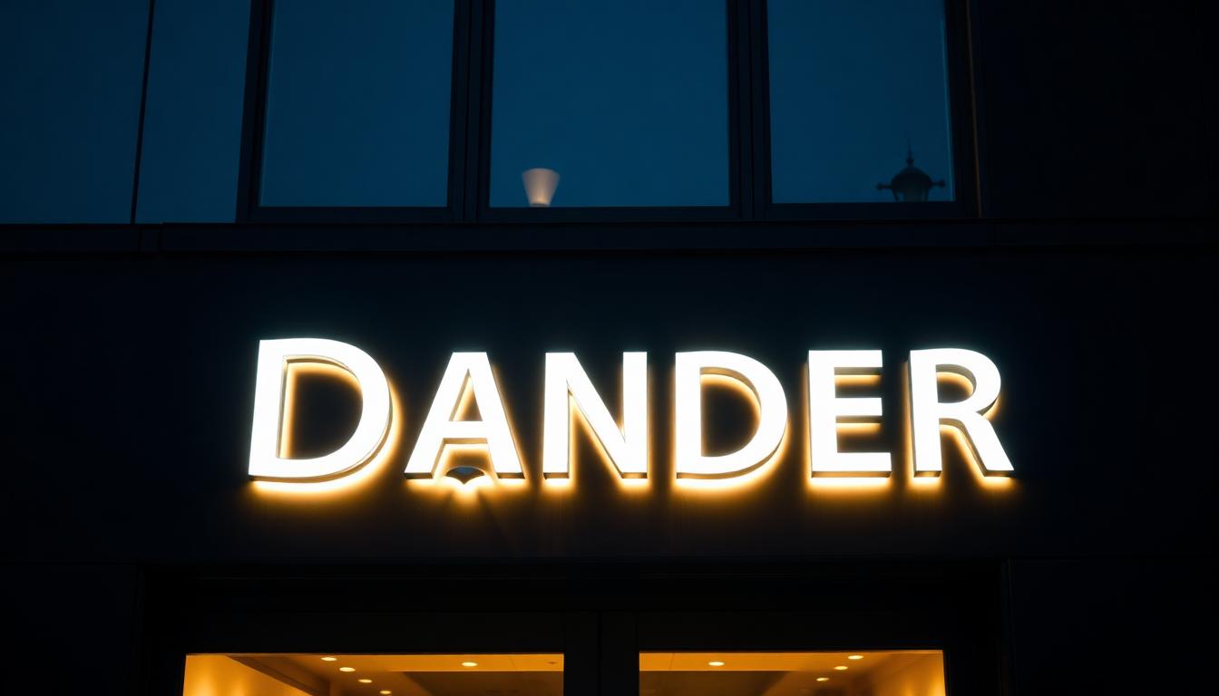 Randers-facade med oplyste 3D-skiltebogstaver i varmhvid LED